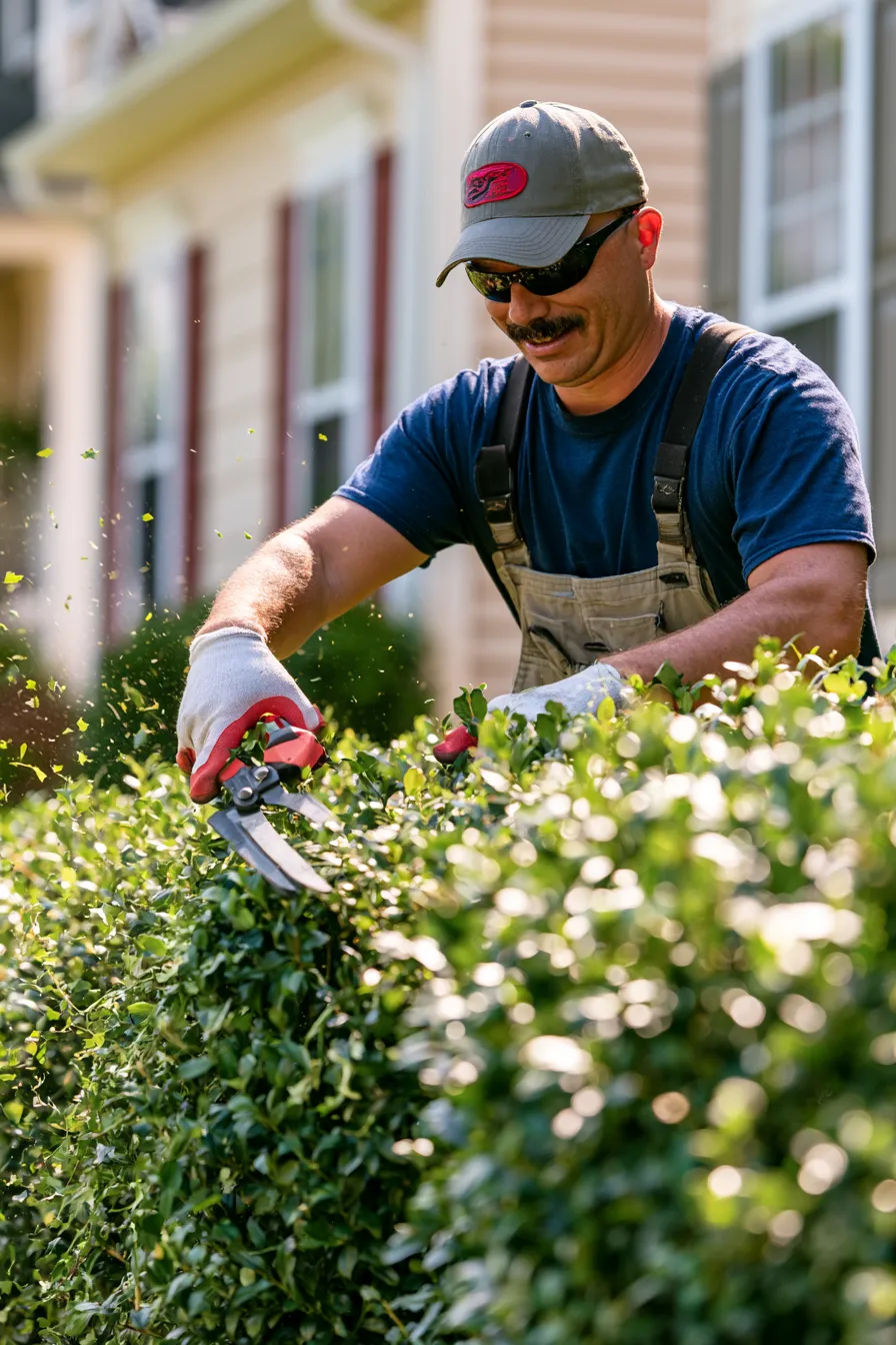 Landscaper working a hedge line with shears — trim the quote before you finance the quote