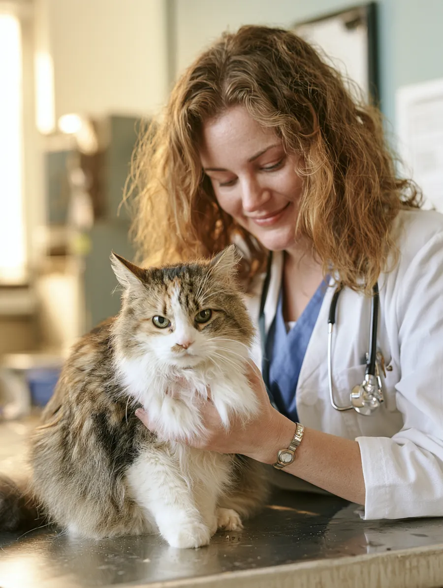 Veterinarian examining a cat, one of the urgent expenses emergency loans commonly cover